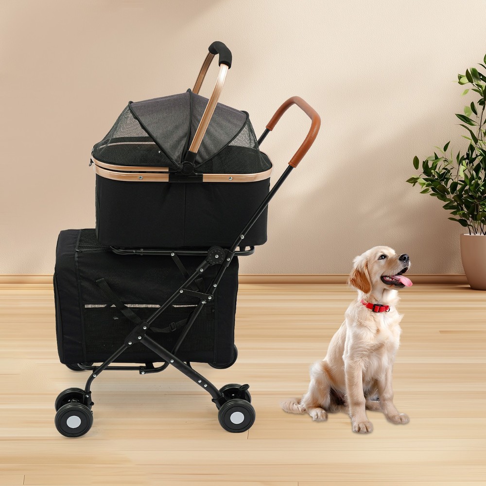 2-Tiers Small & Medium Dogs Stroller Dog & Cat Stroller Pet Stroller Foldable