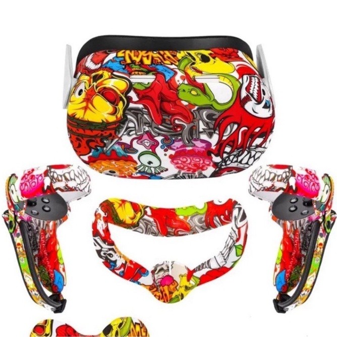 Multicolor VR Headset & Controller Skin Set Sticker Decal Protective Covers