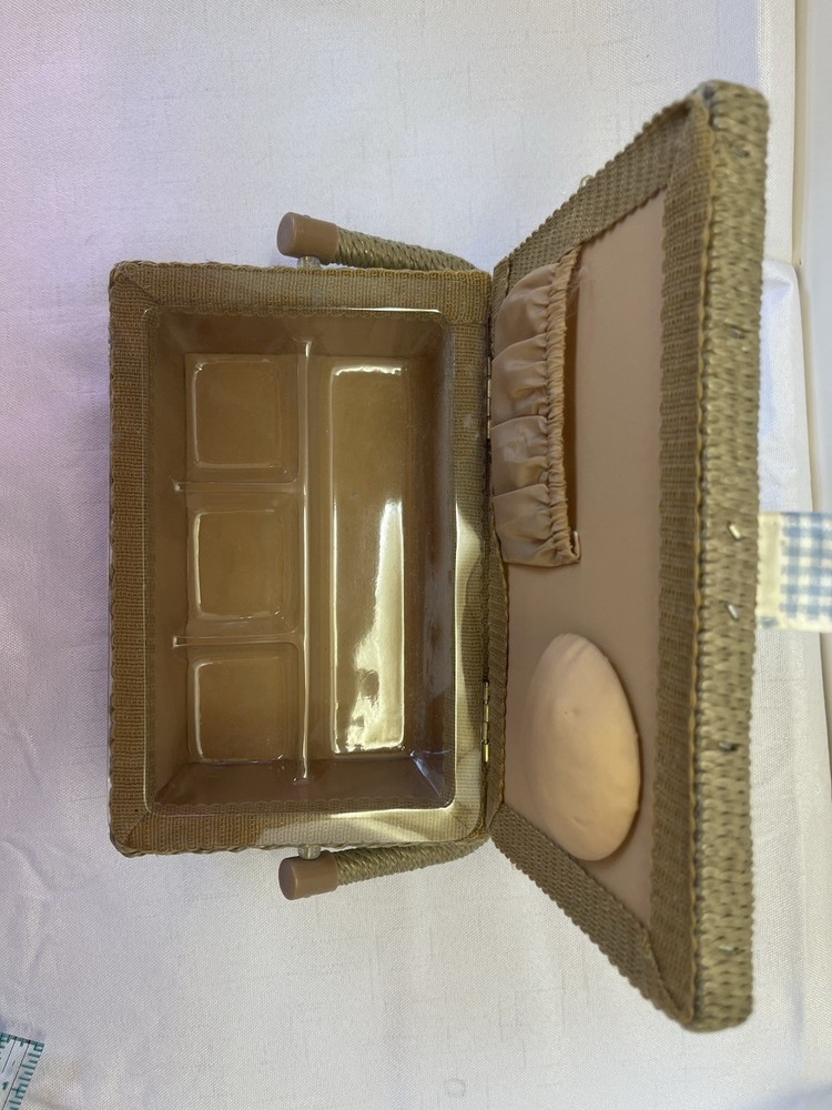 Padded Sewing Box With Plastic Tray. Hook and loop Closure Beautiful Condition