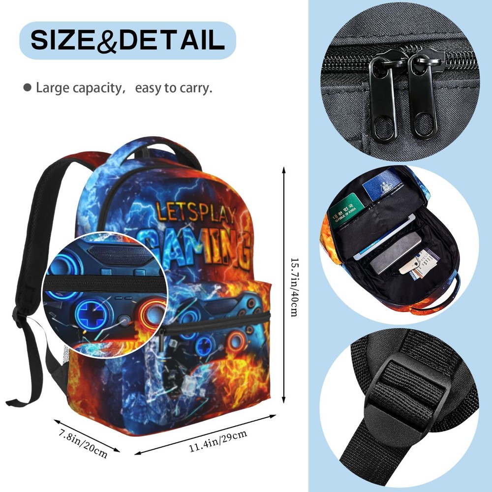 Kids Backpack for Boys Cool Gaming School Backpack for Kids Elementary Middle...