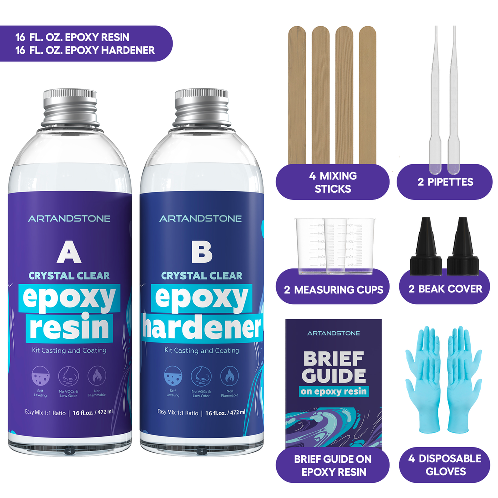 Crystal Clear Epoxy Resin Kit - 32 Oz (with Tools)