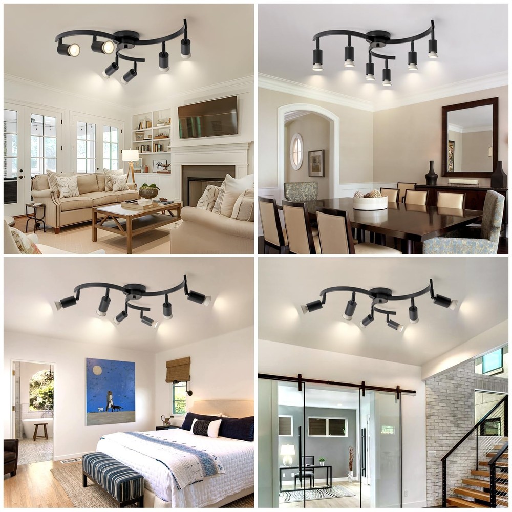 SEEBLEN 6 Light Track Lighting Fixtures Ceiling, Flexibly Rotatable Light Hea...