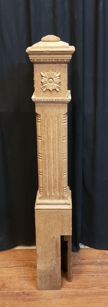 Restored Ornate Solid Oak Newel Post 54 1/2" by 7 1/2" GA9704