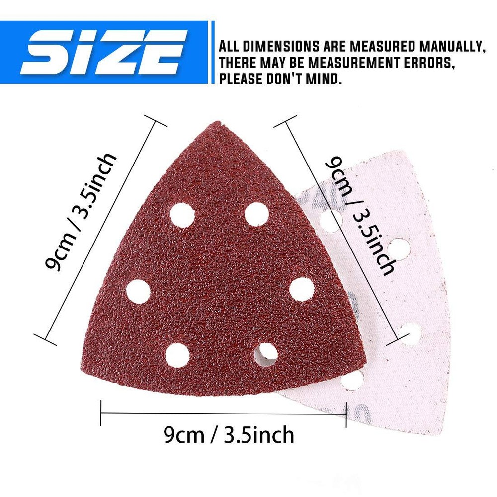 200×Triangle Sandpaper Sanding Pads Hook and LoopPalm for Oscillating Multi Tool