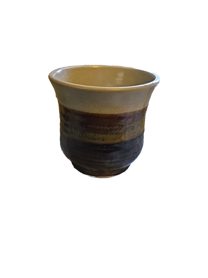 Vintage 3 Tone Brown Pottery Vase Jar 4"