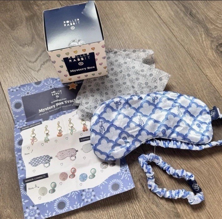 Roller Rabbit Target Store Exclusive Mystery Box Sleeping Mask & Scrunchie Blue