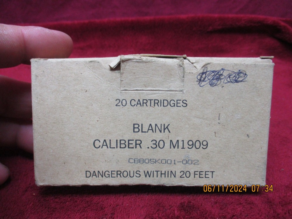 Vintage USGI Caliber .30 M1909 Blank Ammo Box, (EMPTY)