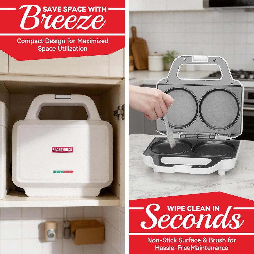 Double Mini Pancakes Maker Machine, Arepa Maker, Electric Pancake Maker Gridd...