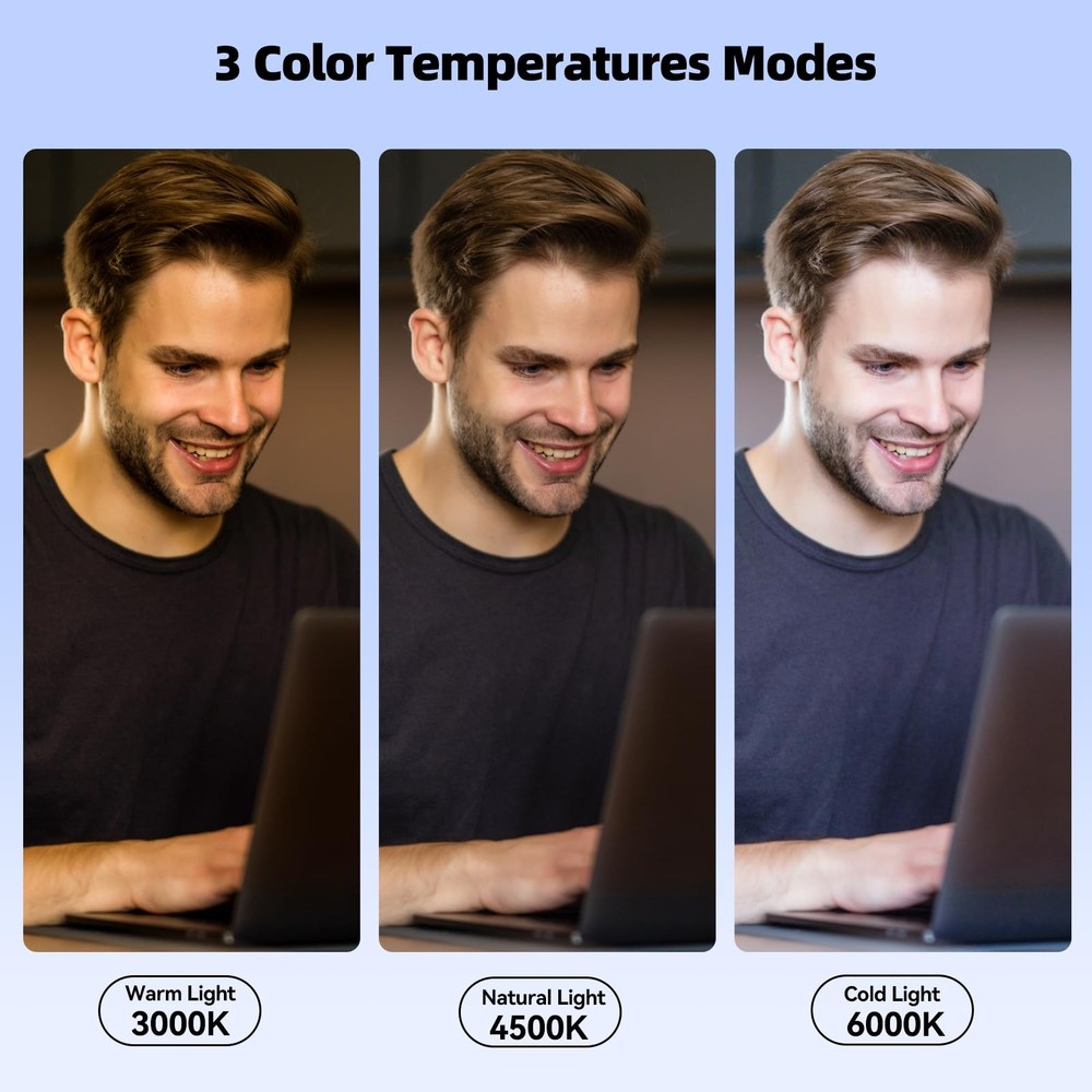 Video Conference Lighting, Webcam Light with Remote & Touch Control, 3 Color ...
