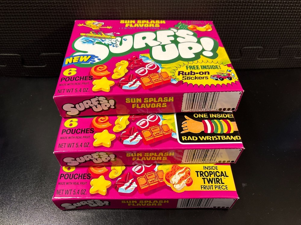 Surfs Up fruit snacks - 3 empty custom design display boxes