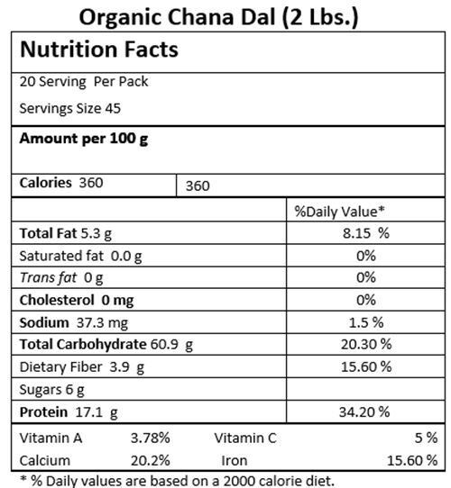 Organic Chana Dal, Chickpea Split