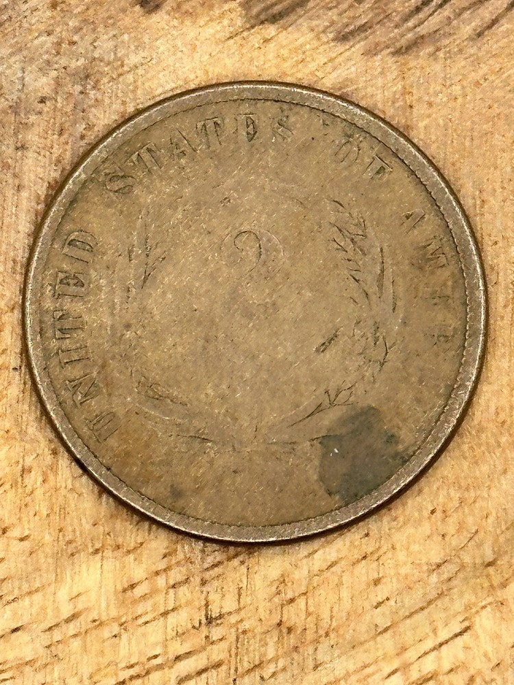 1865 2 Cent Piece Two Cents US Coin Nice Shape #6079