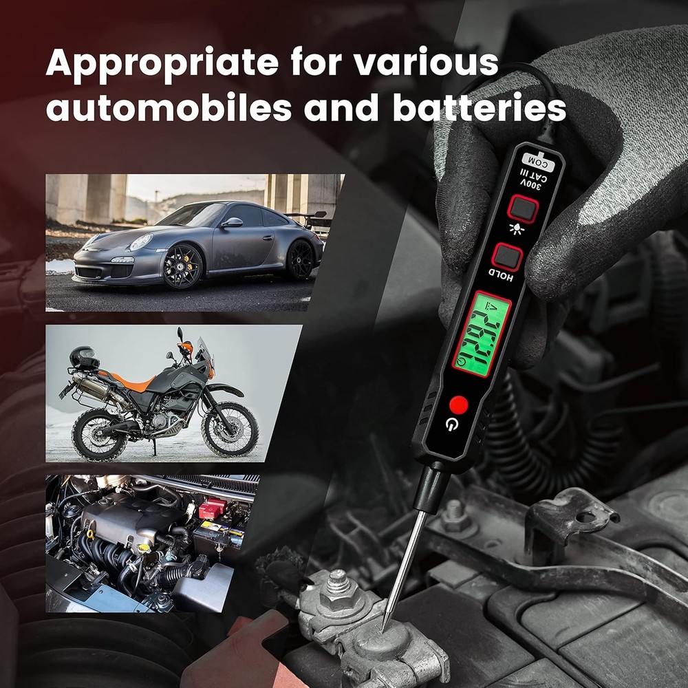 Smart Automotive Light with Buzzer and Sharp Probe for Voltage Testing