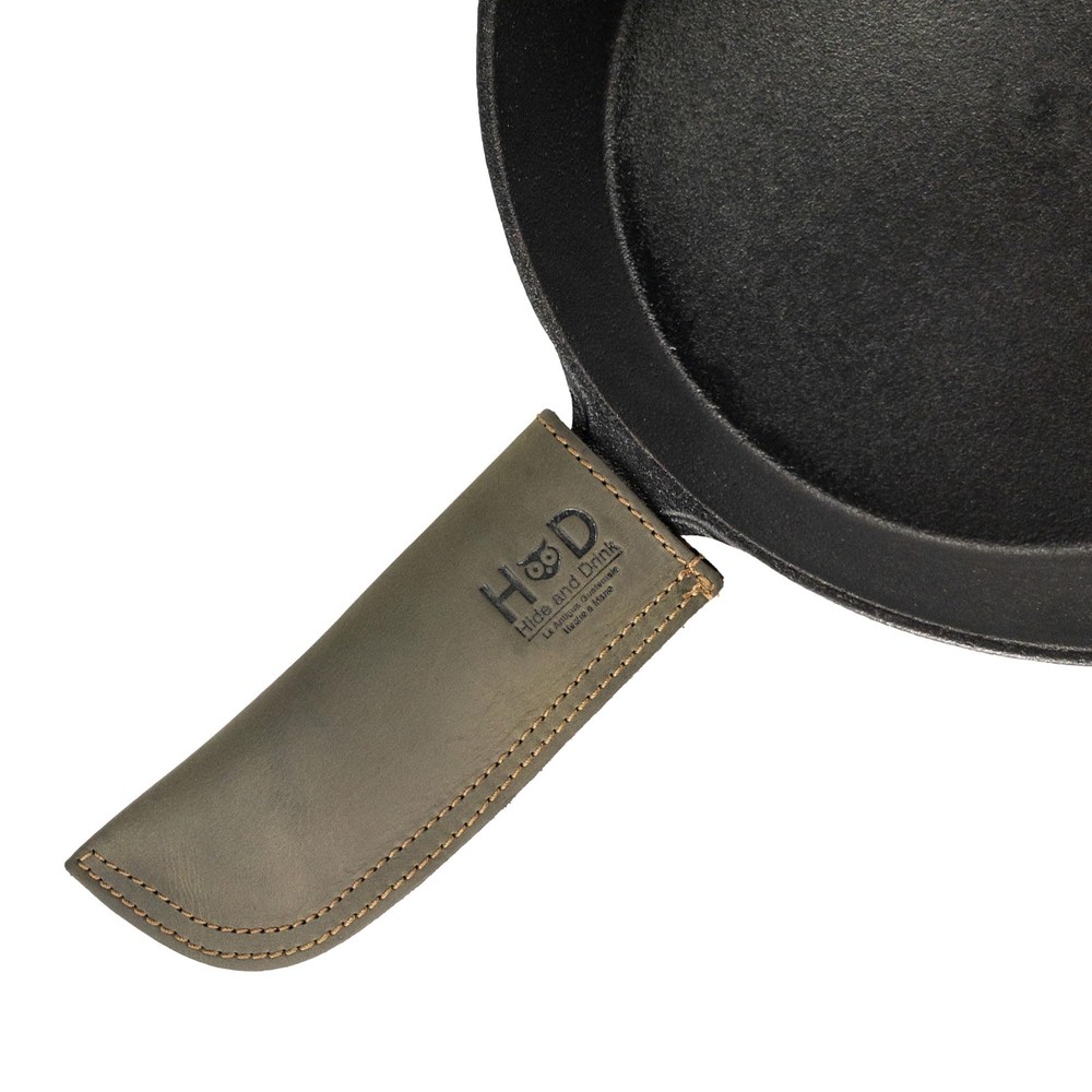 , Full Grain Leather Hot Handle, Cast Iron Protector, Panhandle Potholder, Do...