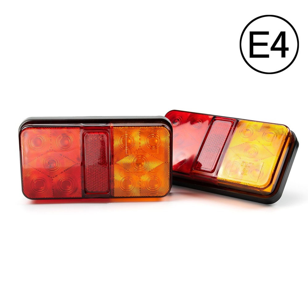 1 Pair Rear LED Square Trailer Tail Brake Indicator Lights Boat Truck Waterproof