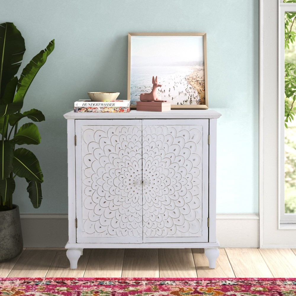 Accent Cabinet Storage Sideboard Entryway Buffet Cupboard with Doors White