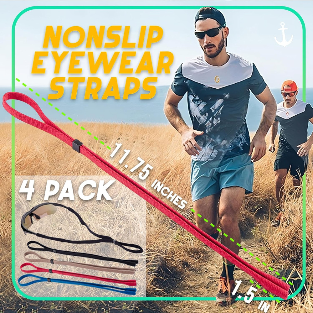 Glasses Strap 4 Pack Sunglasses Strap Adjustable Stretch Universal Fit for Ki...