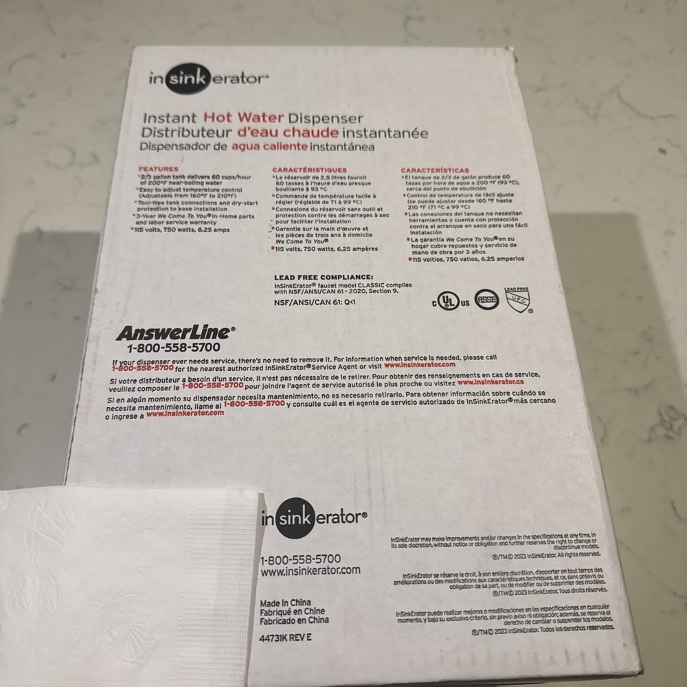 InSinkErator H-Classic-SS Hot Water Dispenser, NEW OPEN BOX CHROME