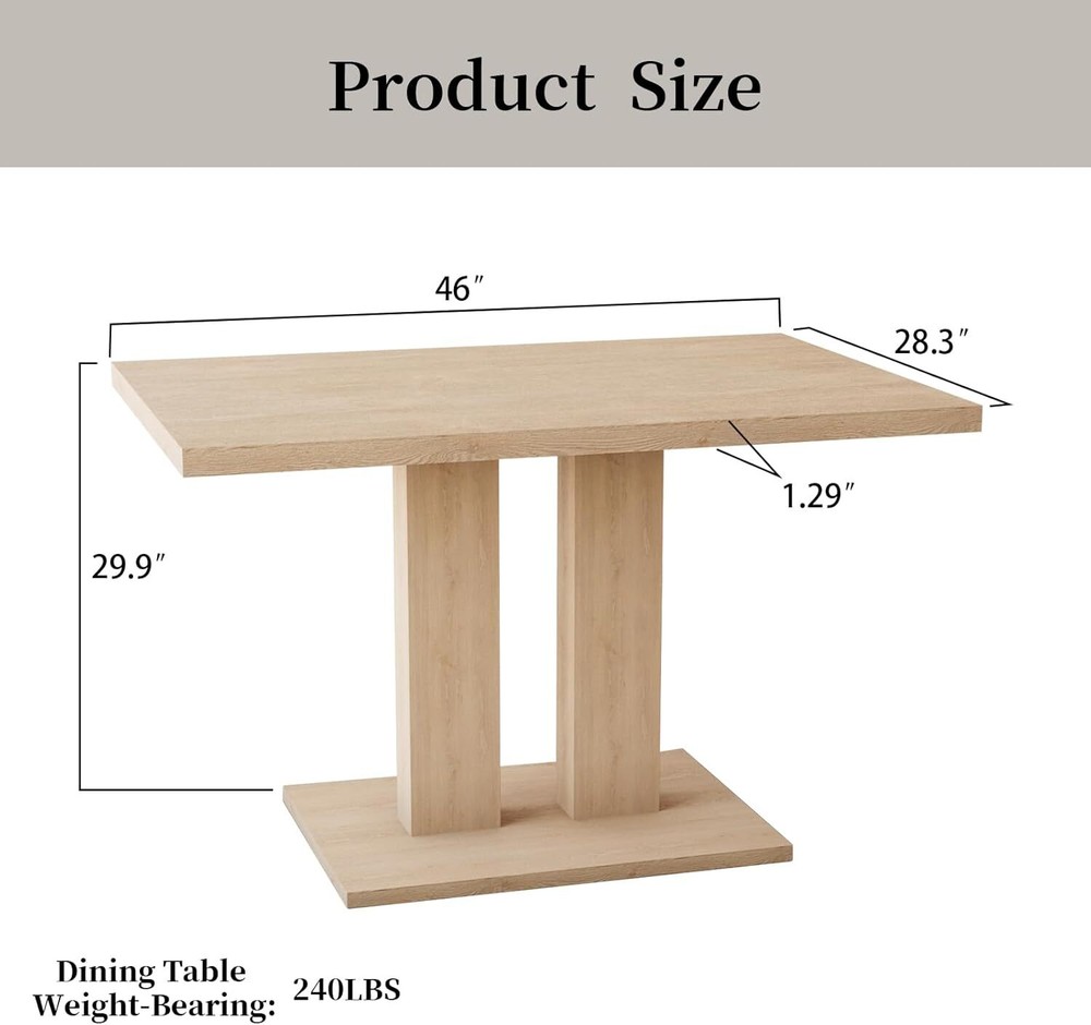 Modern 46'' Kitchen Dining Table, Rectangular Table,Sturdy Construction for home