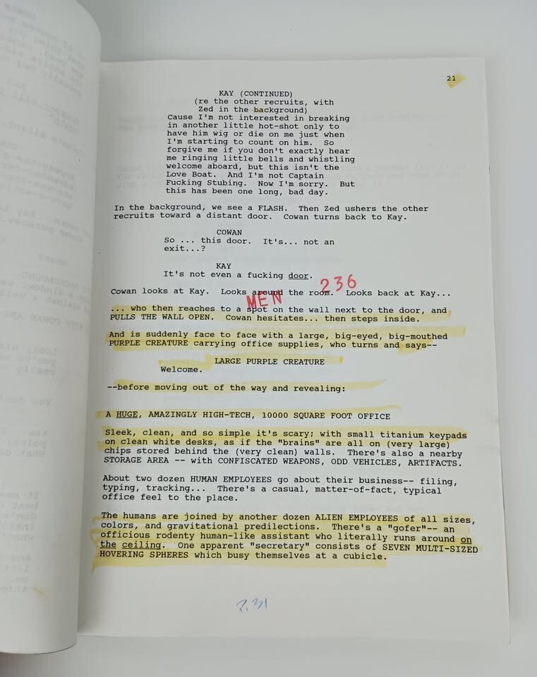 Men In Black: Second Draft movie script from Art Illustrator
