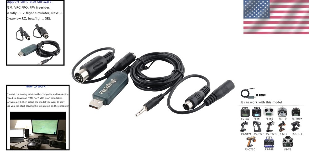 Aeromodelling USB Adapter Cable for Enhanced Flysky Flight Simulation Experience