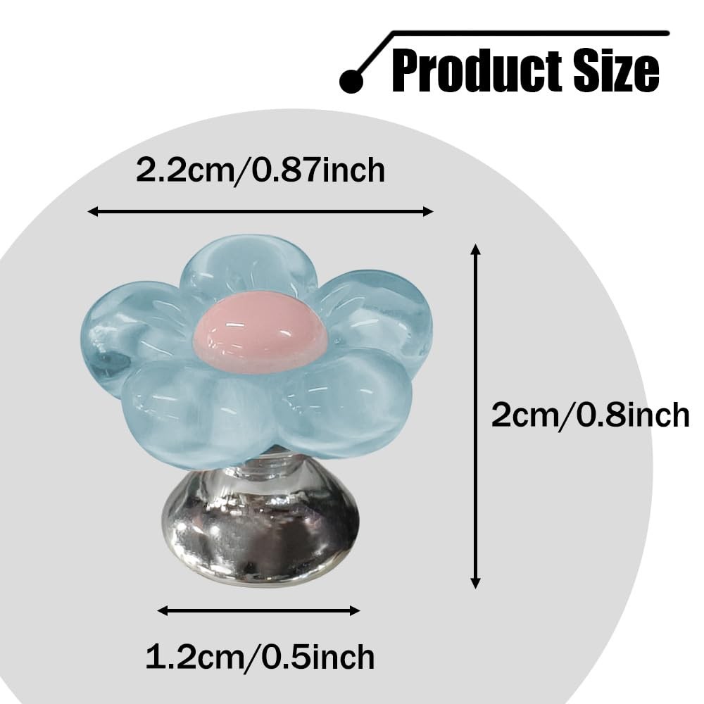 Car One-Touch Start Button, Push Start Button Cover, Flower Shaped Car Blue