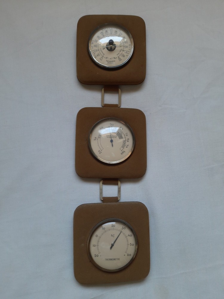 ANTIQUE RECTANGULAR THERMOMETER BAROMETER HYGROMETER