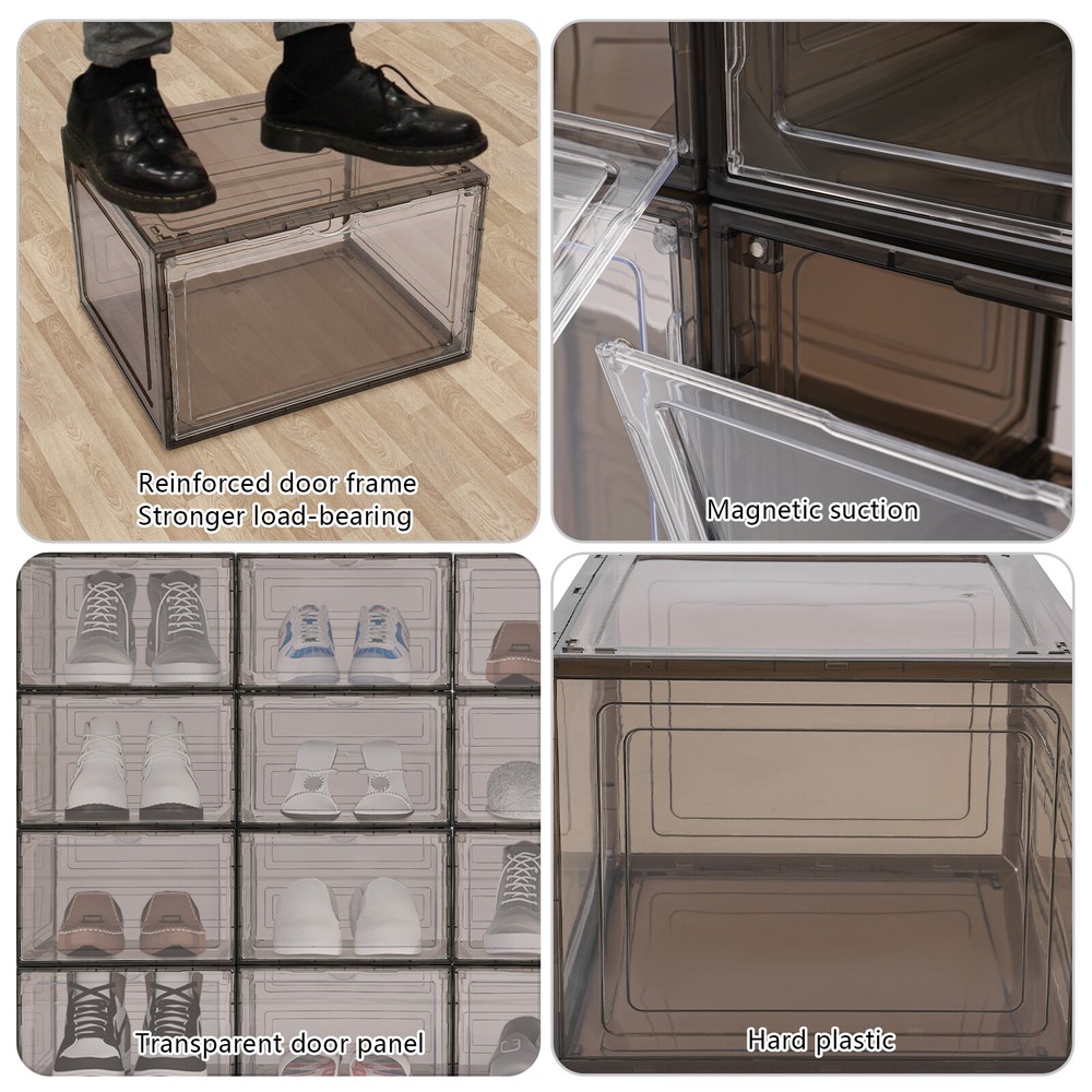 12 Pcs Shoe Storage Box Stackable Shoe Boxes Free Standing Shoe Organizer Case