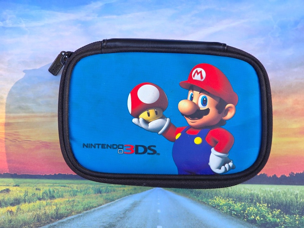 NINTENDO 3DS SUPER MARIO BLUE ZIPPERED CASE EUC