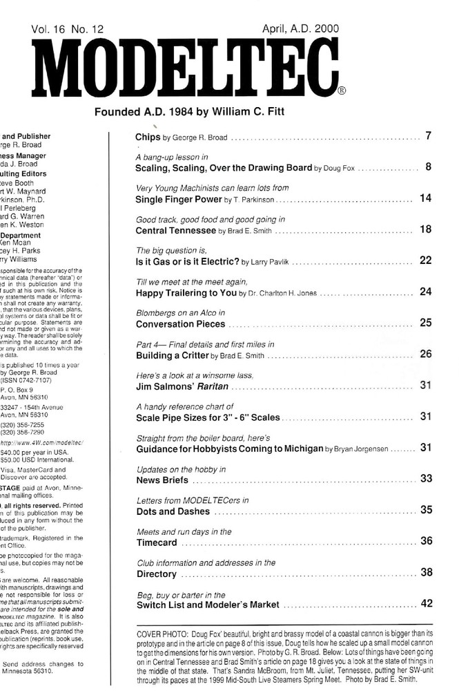 MODELTEC Magazine April 2000 Railroading Machinist Projects