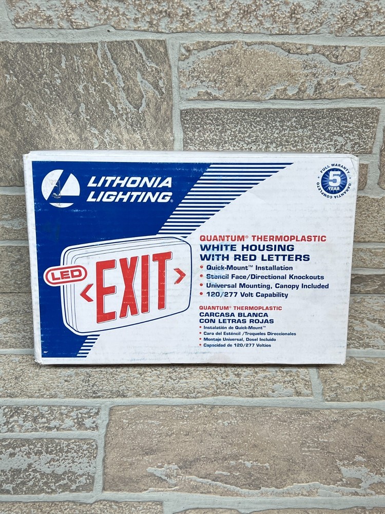 Lithonia Lighting Quantum Thermoplastic LED Emergency Exit Sign, Red Letters