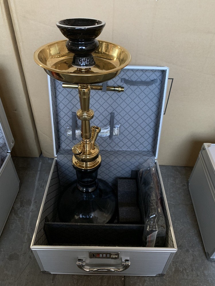 INHALE 21’’ HEAVY DUTY SOLID BRASS HOOKAH IN A SUITCASE * BLACK*