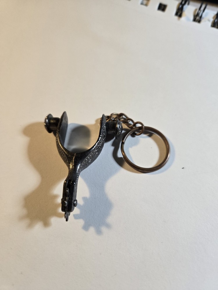 Roping Spur Key Chain Engraved Band Western