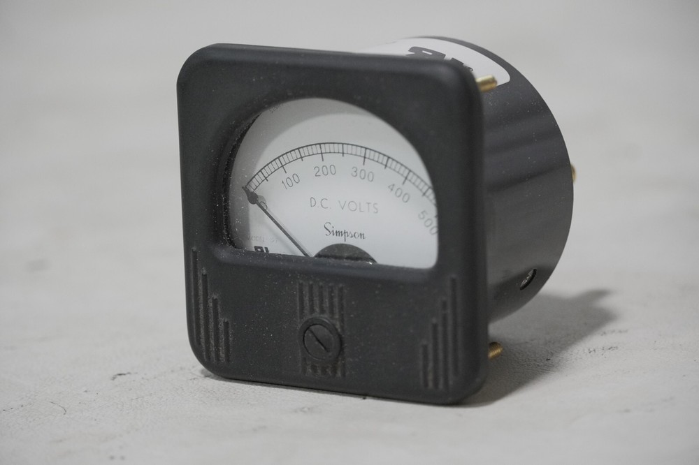Simpson 09200 Rectangular Electric-Analog Panel Meter, 0-500VDC, 2.5in