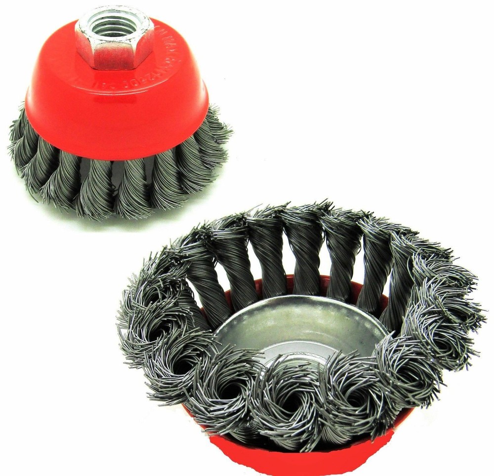 2 PC 5" KNOT TYPE WIRE CUP BRUSH (FINE)