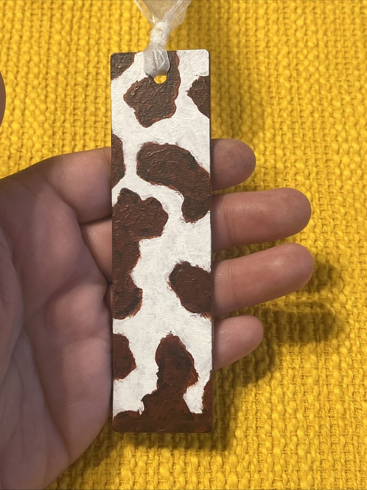 Bookmark Hand Painted Cow Print Design