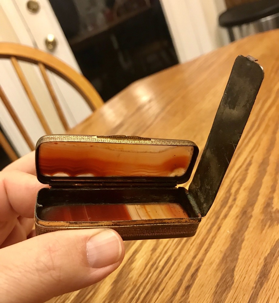 Victorian Brass & Agate Match Safe