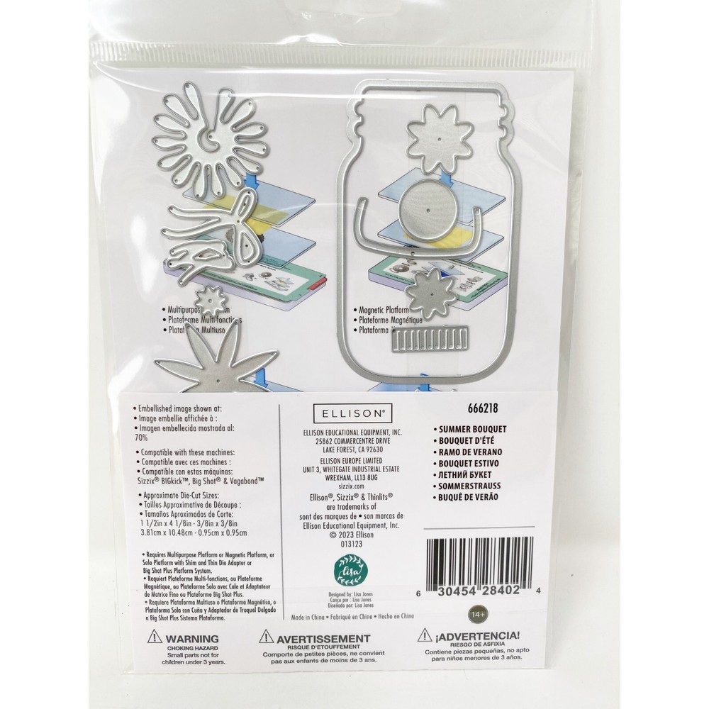 Sizzix Thinlits Summer Bouquet Lisa Jones Flowers In Jar Dies 662618