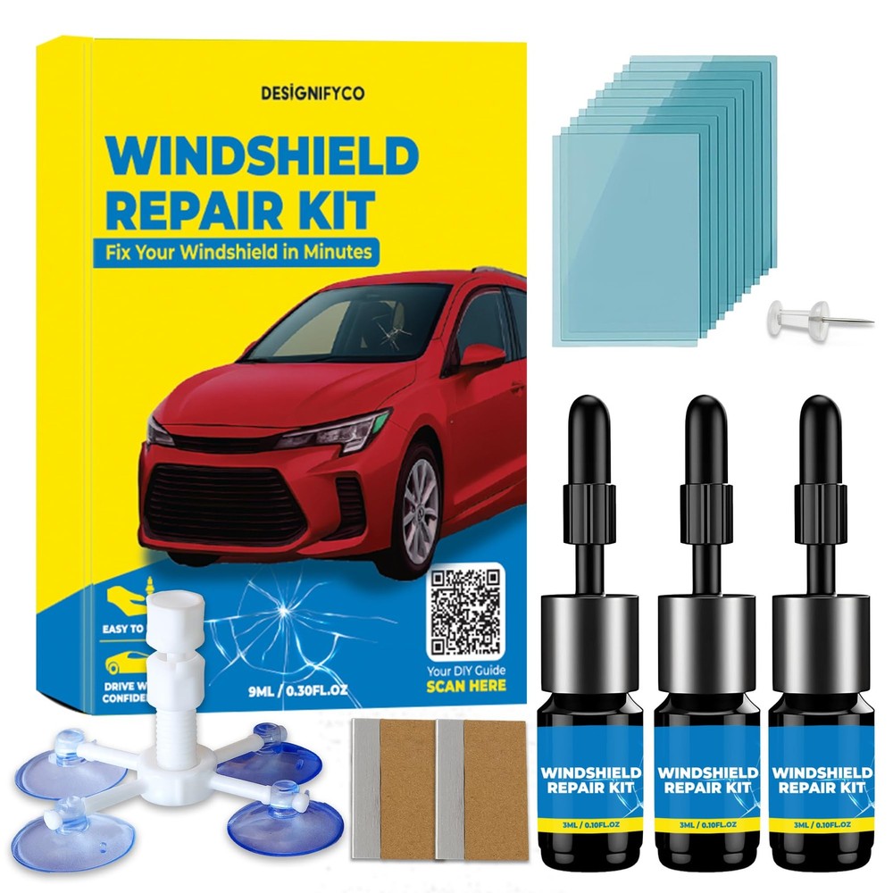 DESIGNIFYCO Windshield Crack Repair Kit 3 Bottles Nano Quick and Efficiency...