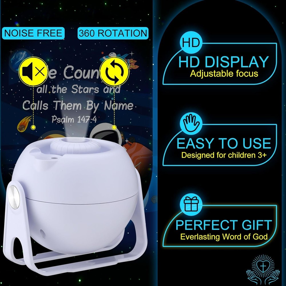 Bible Verses Projector Galaxy Projector Includes 12 Interchangeable Christian