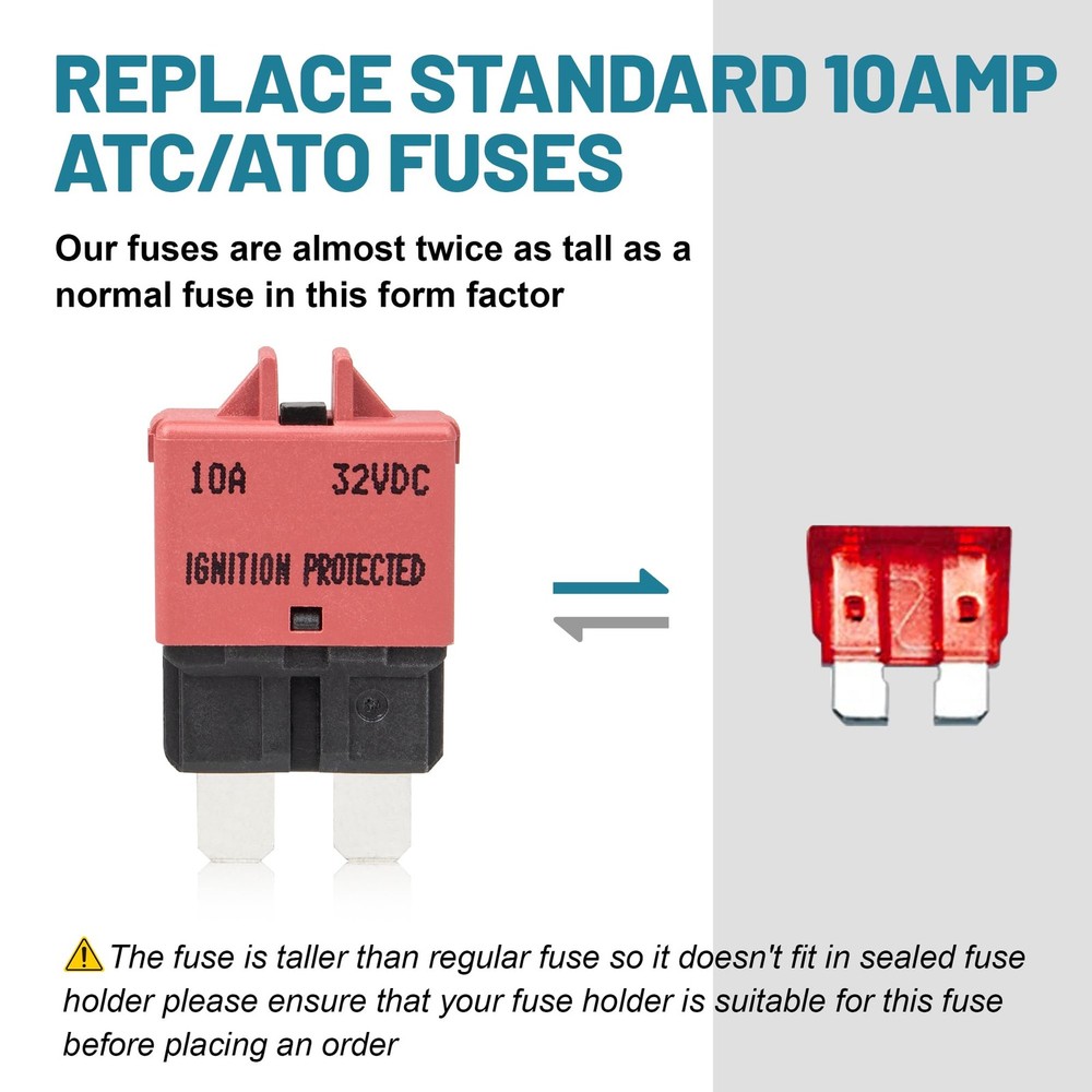 NuIth Manual Reset Mini Fuse Circuit Breakers 10A, E39 Low Profile ATO/ATC...
