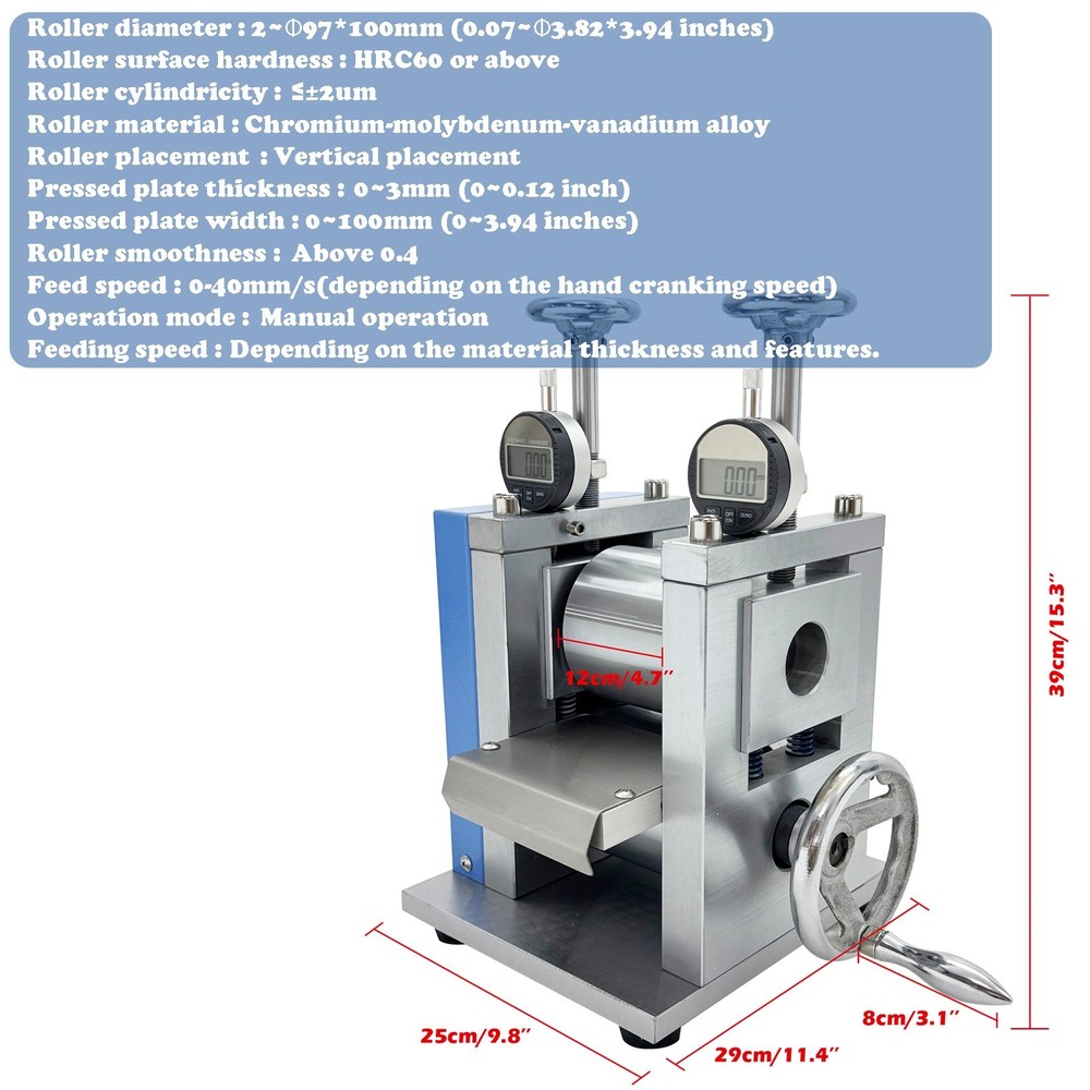 Manual Vertical Lab Electrode Sheet Calender Roller Press Machine 0~3MM