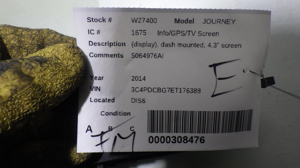 14 DODGE JOURNEY Info Screen 5064976AI