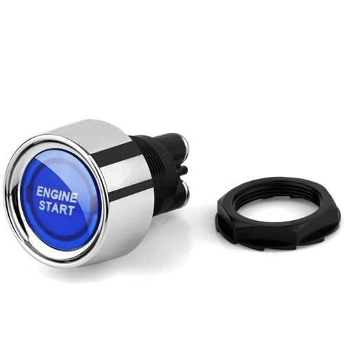 Start Switch 12v DC 50A Car Start Engine Button Stater， Push Button Light Blue