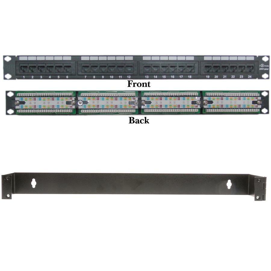1U Networking Rackmount 24 port Cat6 Patch Panel, 1U Wall Mount Bracket Included