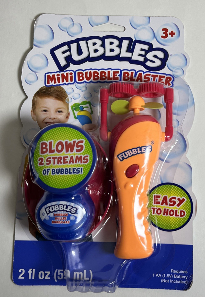 Fubbles Mini Orange Bubble Blaster & Solution-Ages 3+ NEW