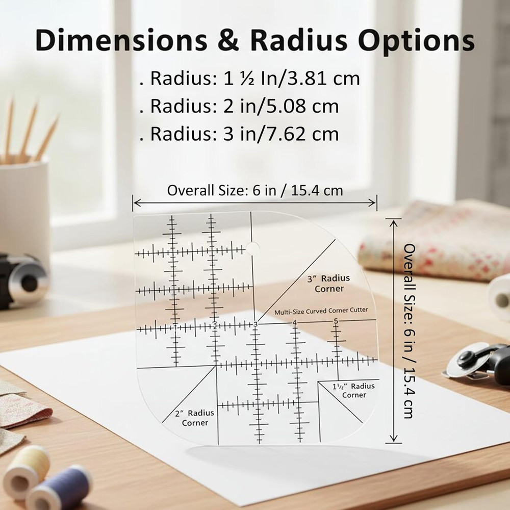 Curved Corner Quilting Ruler Acrylic Sewing Template Patchwork Tool