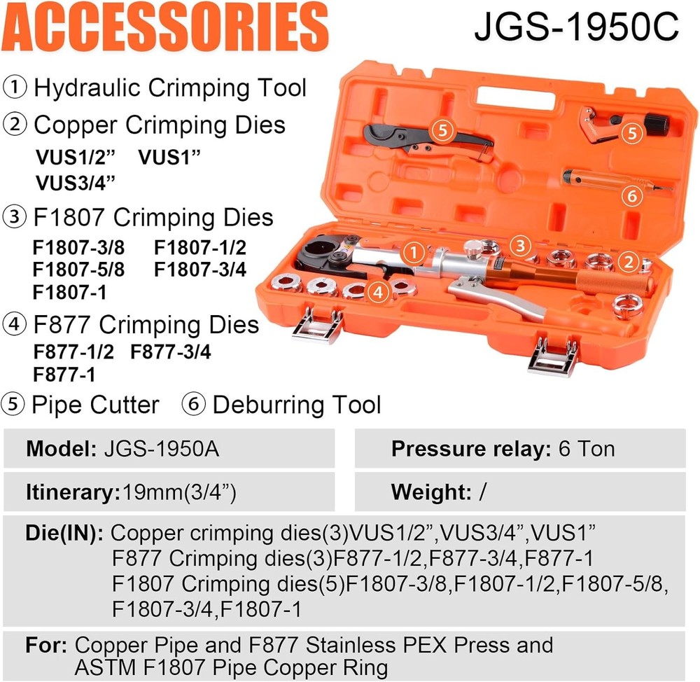 ProPress Tool Kit for 1/2 3/4 1 Copper PEX