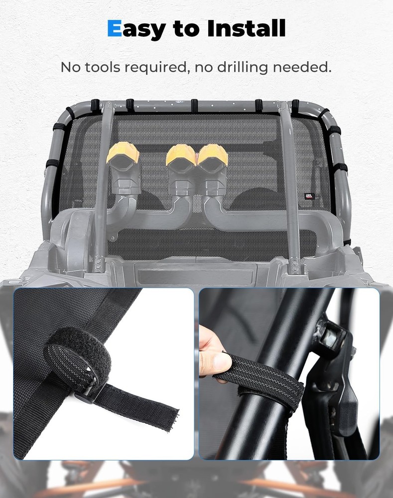 KEMIMOTO XP 1000 Rear Window Net UTV Soft Mesh Ventilated Sun black