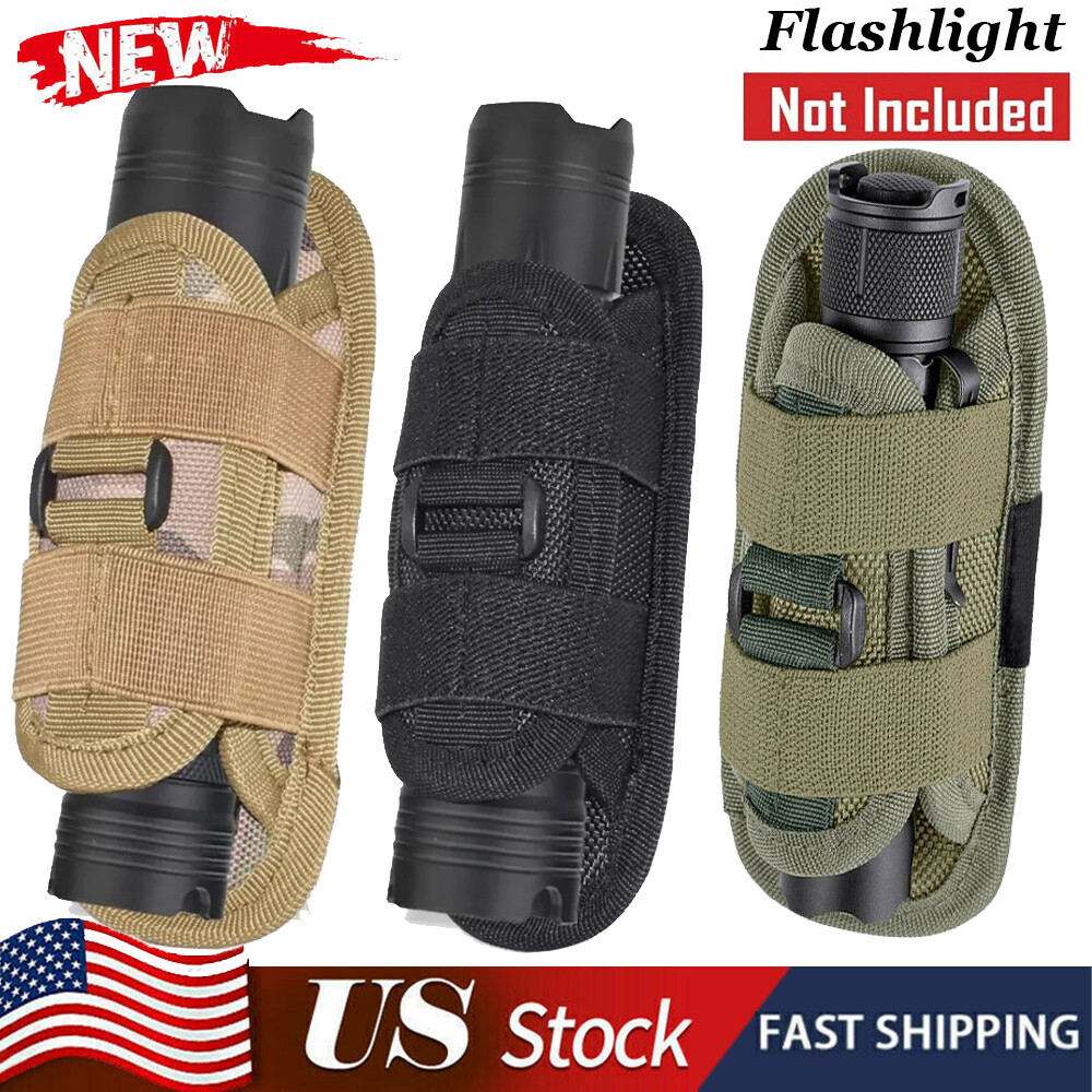 Tactical Flashlight Pouch Holster, Rotatable Flashlight Holder Belt Clip Case